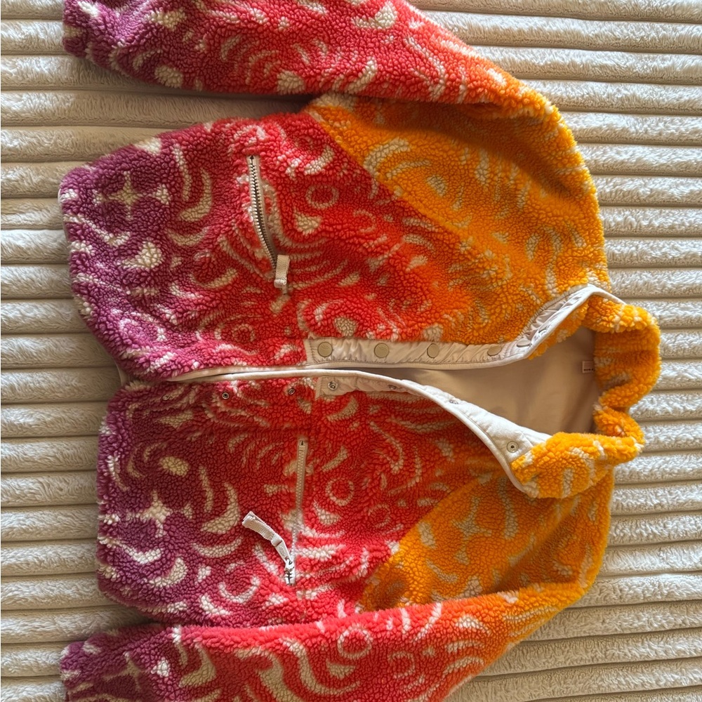 FP Movement by Free People Orange and Red Teddy Jacket with Gradient Design - Picture 4 of 4